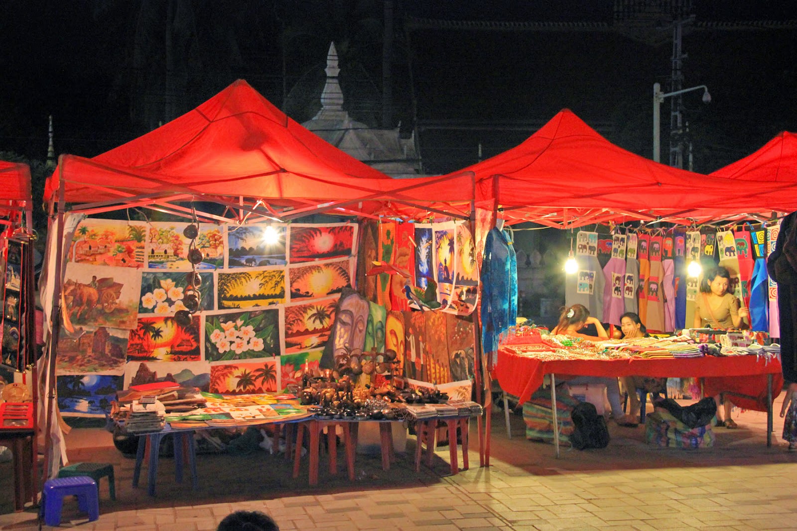 An array of items on offer at Vientiane night market