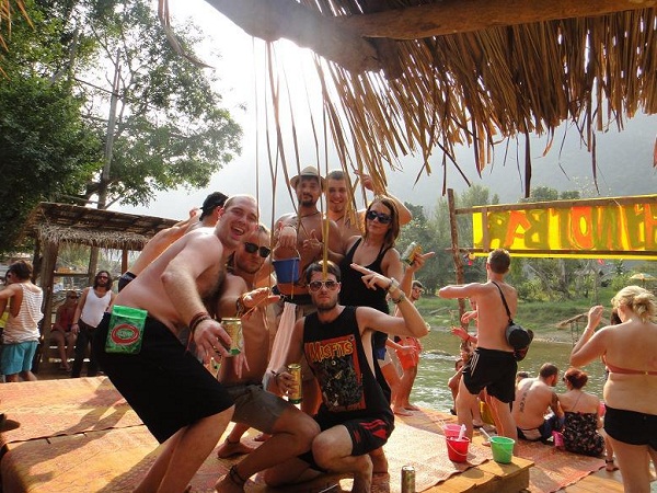 Foreign tourists in Vang Vieng