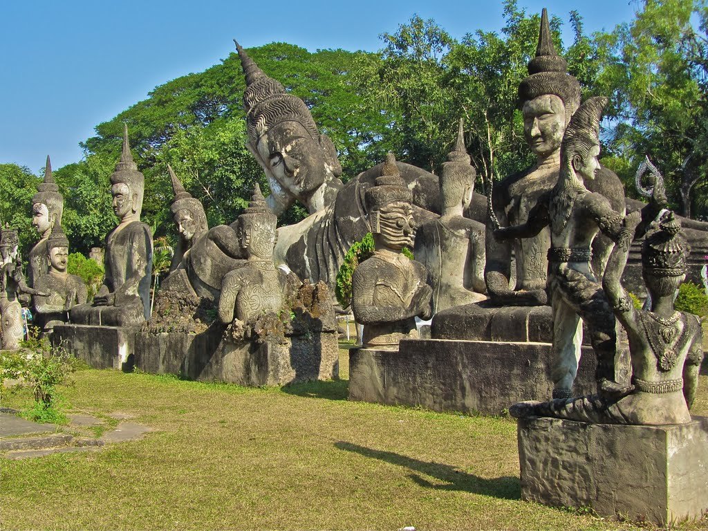 The giant Buddhist statue is one of the symbols of Buddha Park