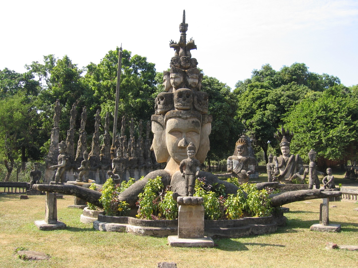 Unique statues in Buddha Park in Laos