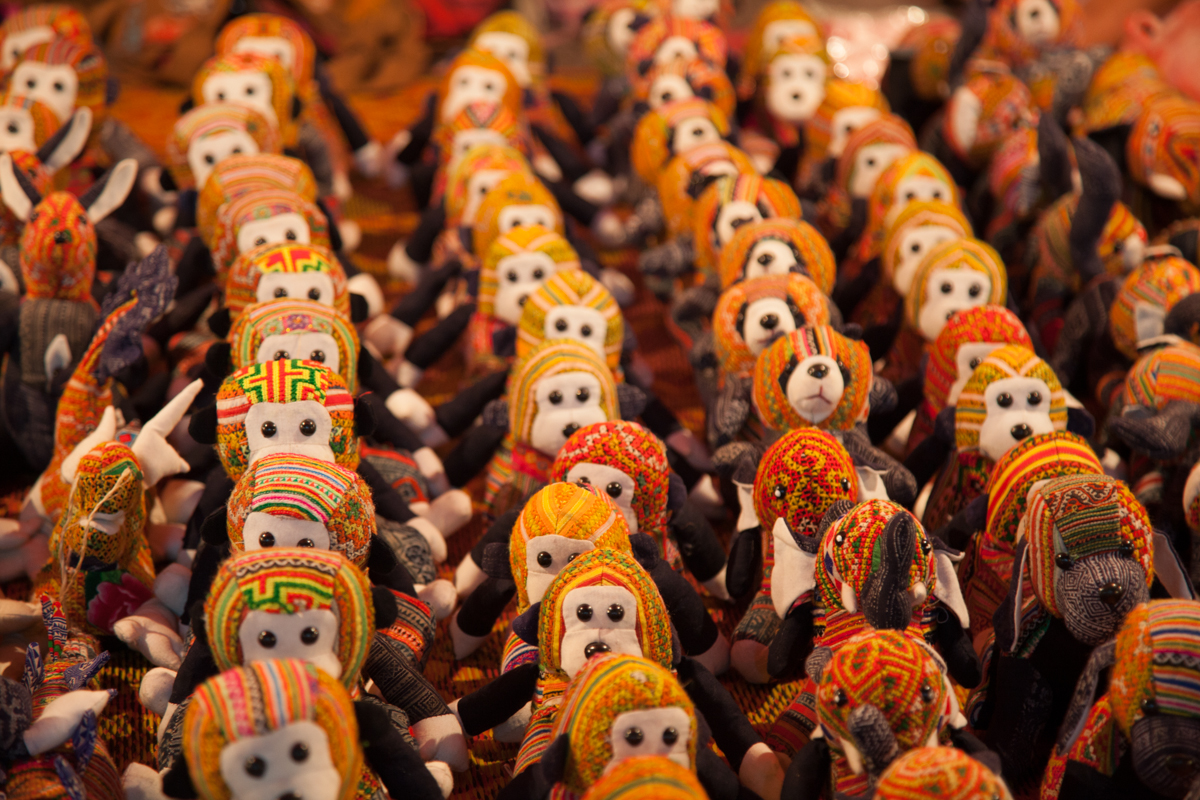 The crafts are sold in night market in Luang Prabang