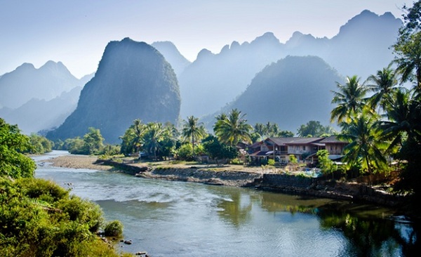 Beautiful mountains near the town of Vang Vieng in Laos