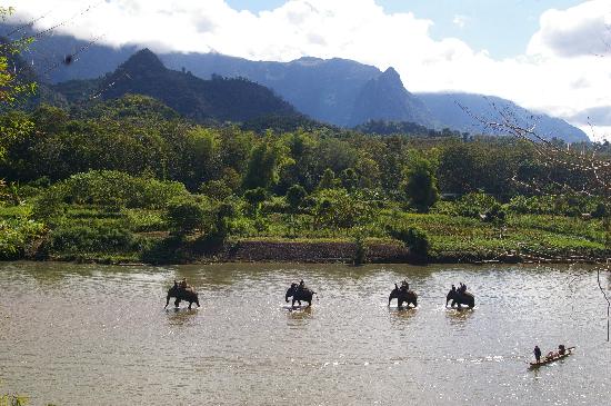 Elephant village by Nam Khan river