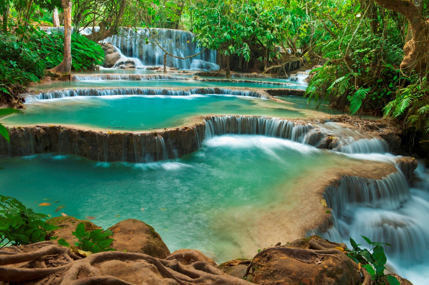 The Kuang Si Waterfall, the most beautiful waterfall in the area